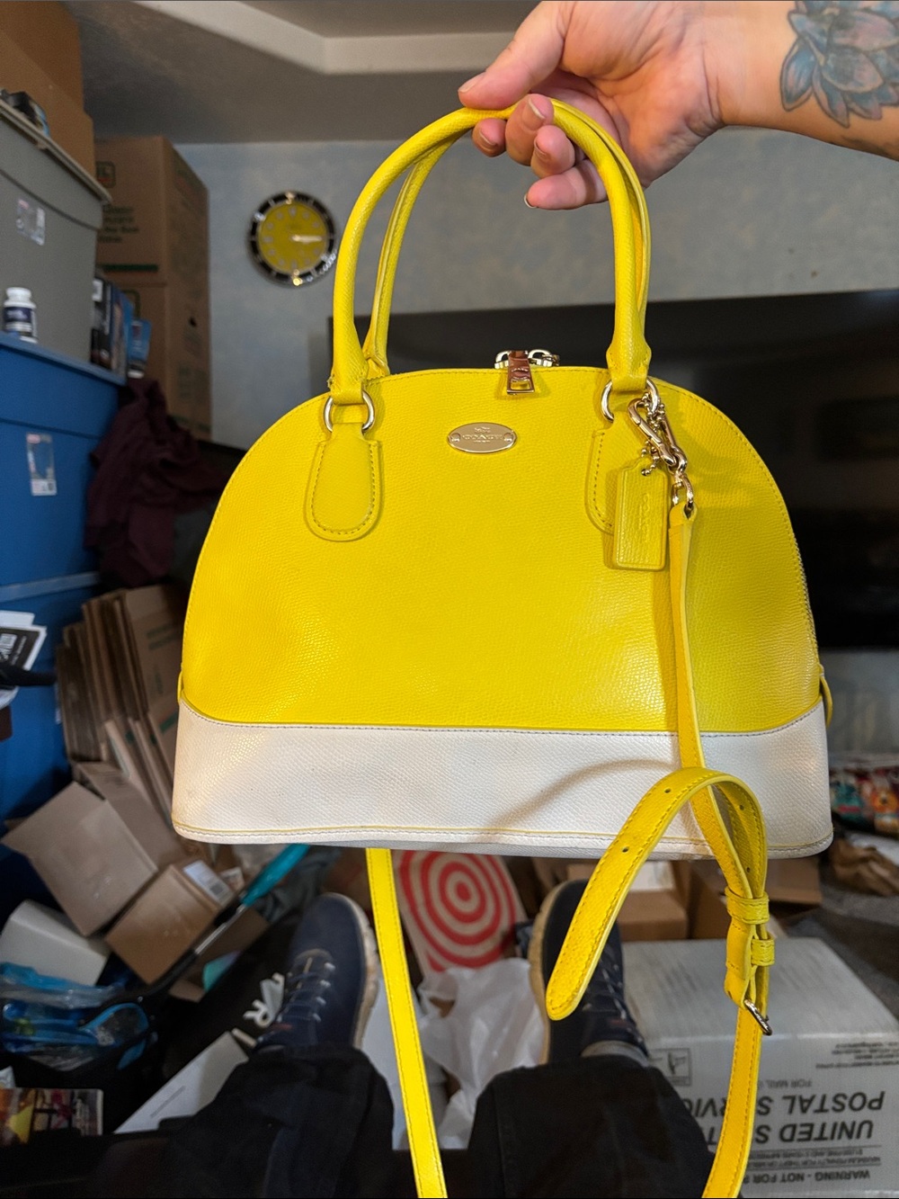Coach Yellow and Cream Dome Satchel